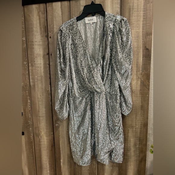 NWT BA&SH Divina Flocked Metallic Dress, L - Picture 5 of 8
